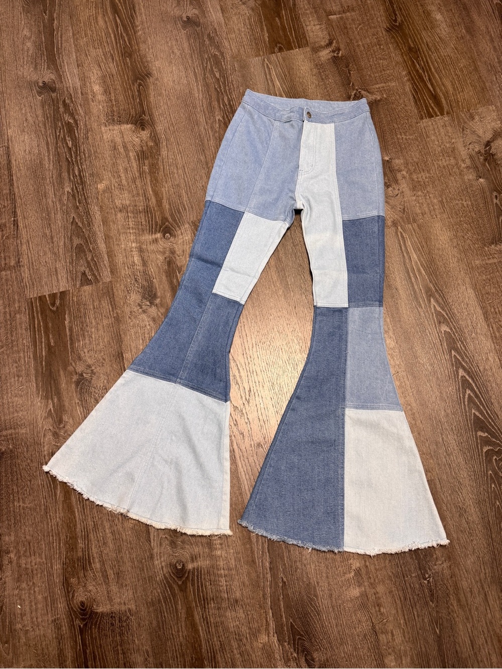 Altar’d State Patchwork Flare Bottom Bell Bottom Jeans Trendy Festival Boho Sz S